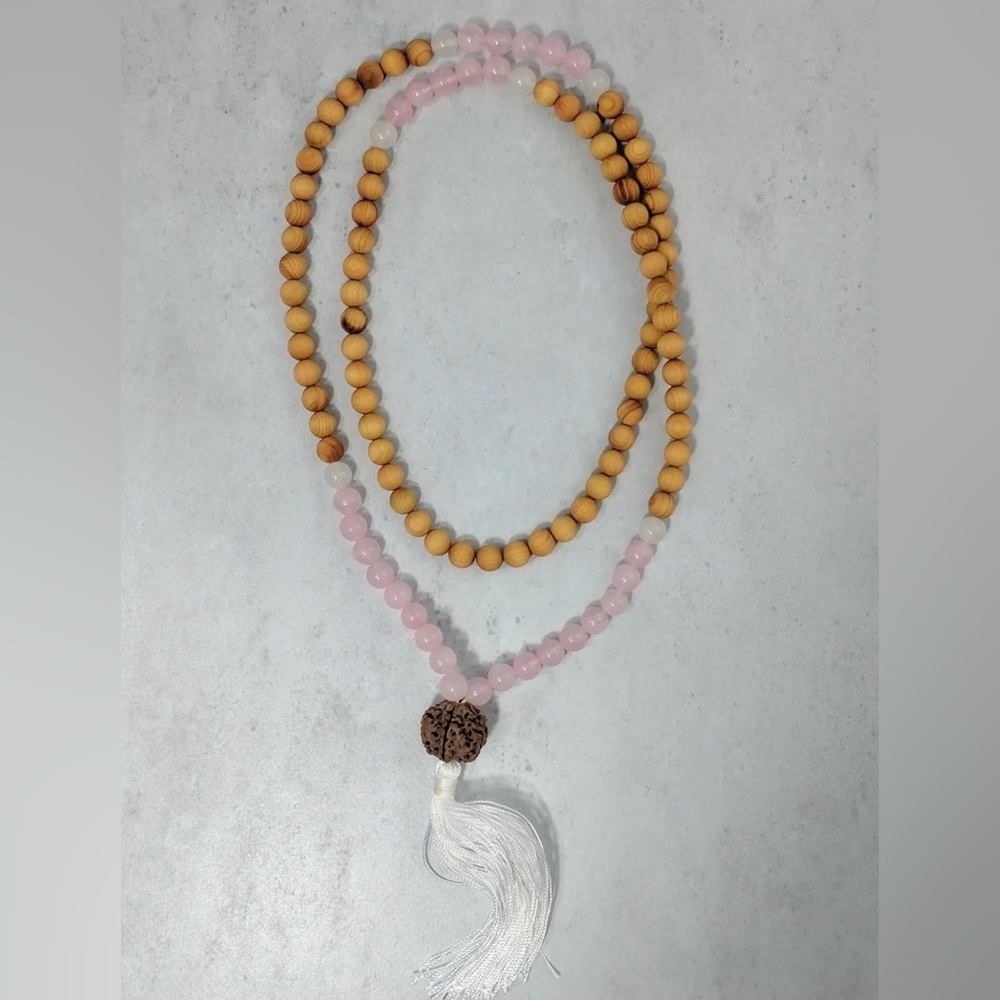 Rose Quartz & Jade Mala - Picture 2 of 4